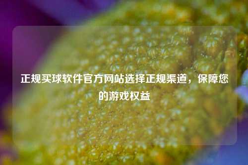 正规买球软件官方网站选择正规渠道，保障您的游戏权益