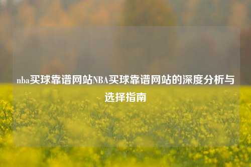 nba买球靠谱网站NBA买球靠谱网站的深度分析与选择指南